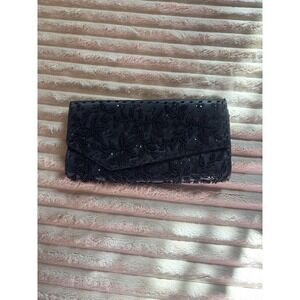 Sharonee Black Beaded Sequin Clutch Evening Handbag Made in Hong Kong